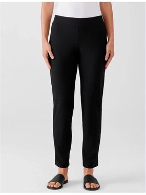 Eileen Fisher Black Straight-Leg Knit Trousers